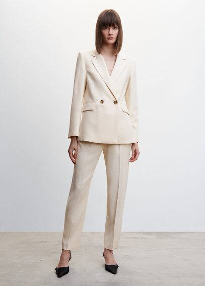 Double-breasted suit blazer nude - Woman - S - MANGO | MANGO (UK)