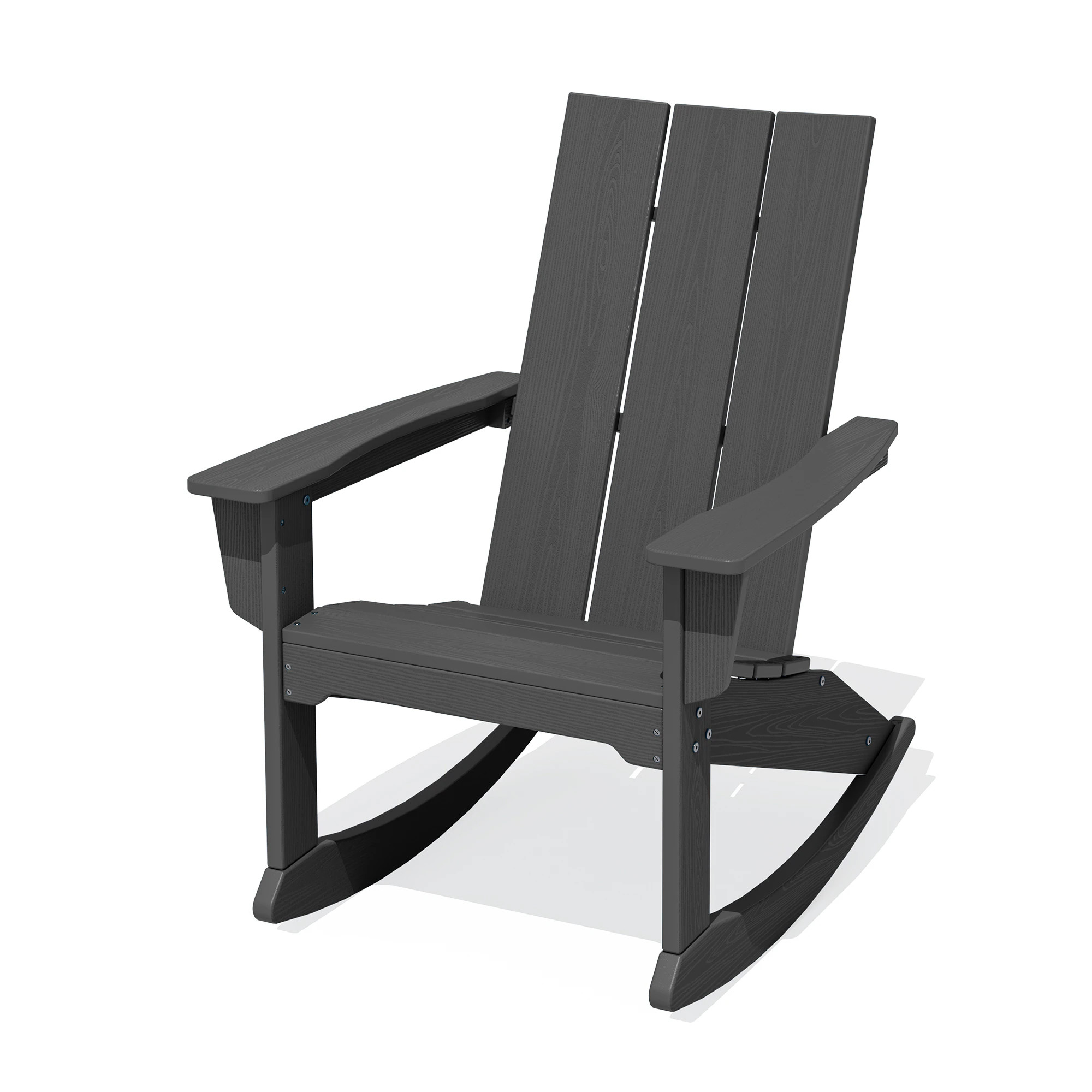 VOUA Patio Rocking Chair Rocker for Porch Gray HDPE Frame Adirondack Chair with Slat Seat one_size | AK-HQYY-GY | Lowe's