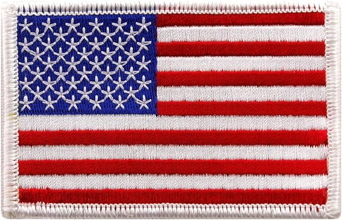 American Flag Embroidered Patch White Border United States Iron-On Military | Amazon (US)
