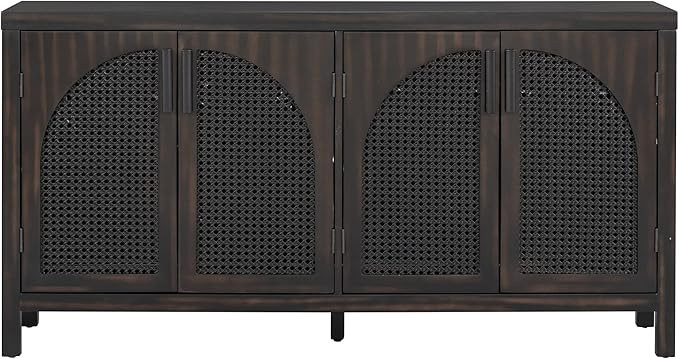 RuiSiSi Espresso Sideboard Buffet Storage Cabinet for Living Room Artificial Rattan Door and Meta... | Amazon (US)