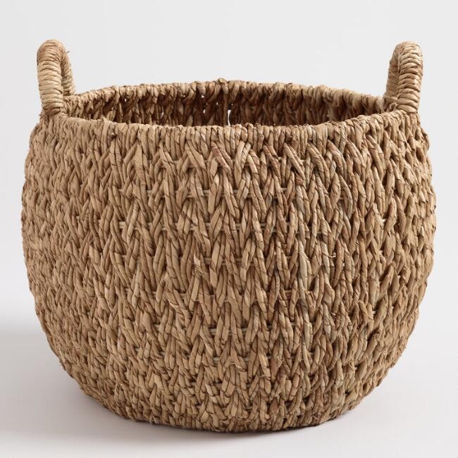 Large Natural Hyacinth Evelyn Tote Basket | World Market