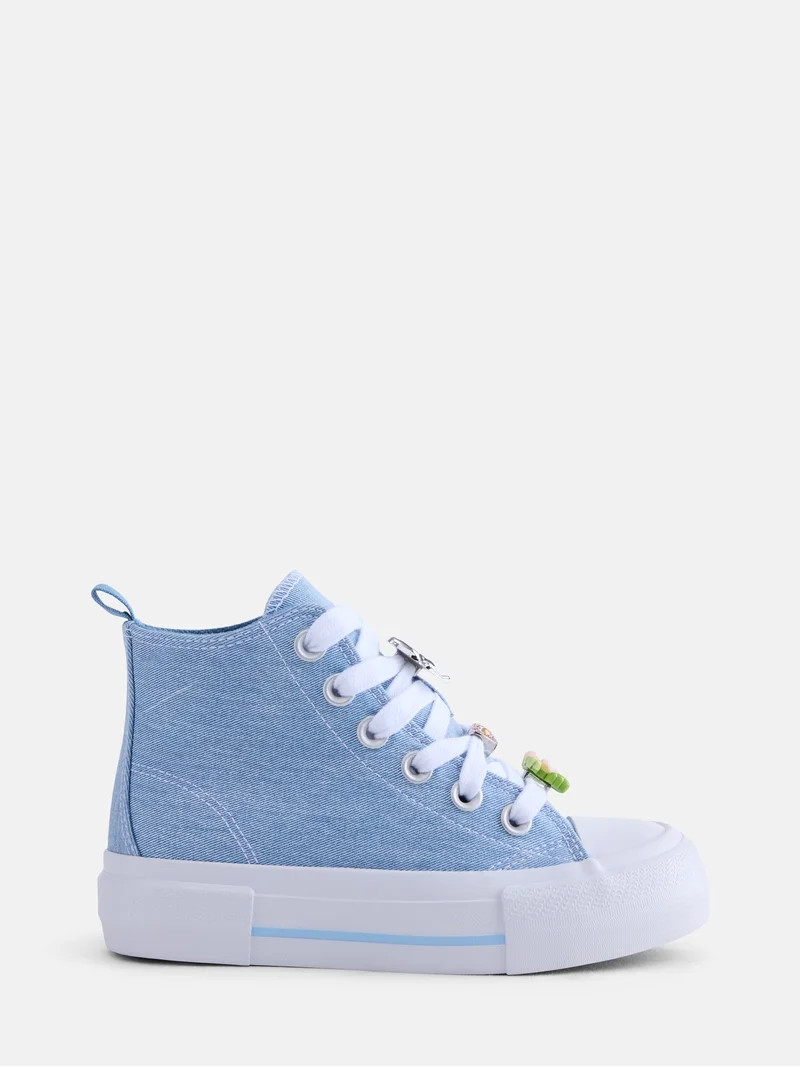 Wonder Nation Girl\u2019s Canvas Charm Embellished High Top Platform Sneakers | Walmart (US)