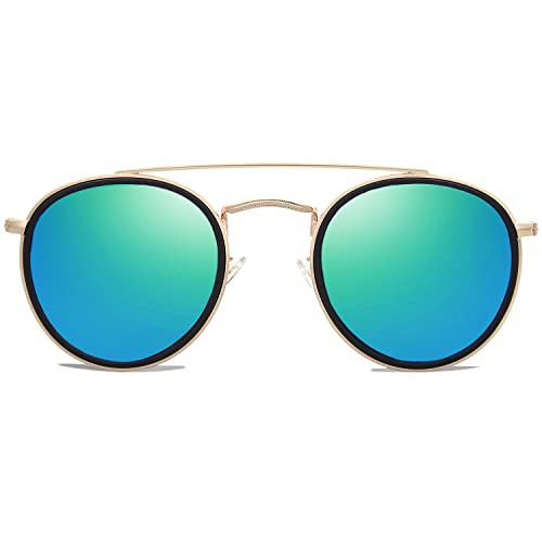 SOJOS Retro Vintage Round Polarized Sunglasses for Women Men Small Double Bridge Circle Sunnies S... | Amazon (US)