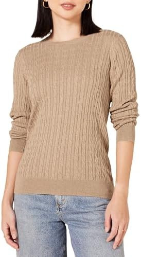 Amazon Essentials Women's Lightweight Cable Knit Long Sleeve Sweater | Amazon (US)