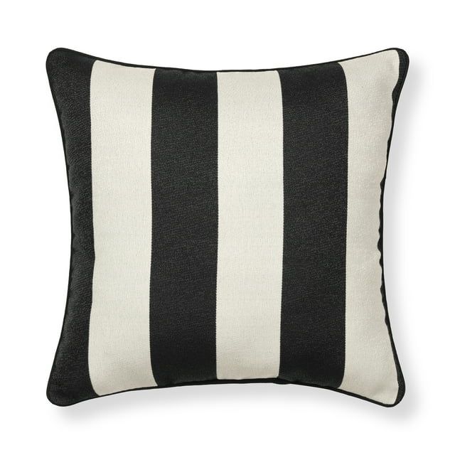 Better Homes & Gardens Cabana Black and White Striped Pillow, 19" x 19", Square Pillow, 1 per Pac... | Walmart (US)
