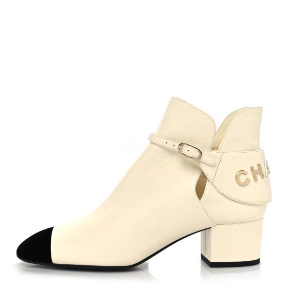 Lambskin Velvet Cap Toe Short Ankle Boots 37.5 White | FASHIONPHILE (US)