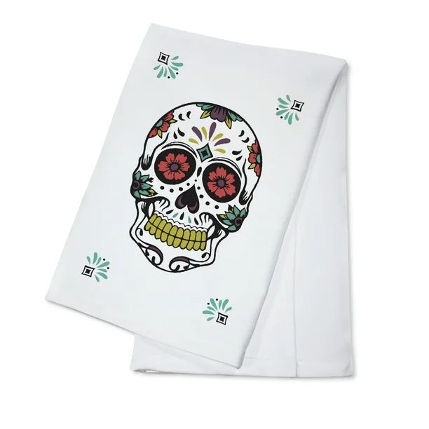 Day of the Dead - Sugar Skull & Flower Pattern (White & Magenta) - Lantern Press Artwork (100% Co... | Walmart (US)