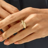 14K Solid Gold Croissant Ring, Dome Thick Chunky Ring For Women, Twisted Rope | Etsy (US)