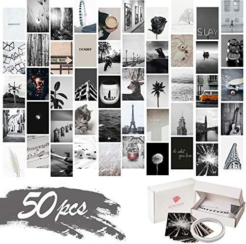 Amazon.com: KOSKIMER Black White Aesthetic Photo Collage Kit, 50 Set 4x6 Inch Wall Collage Kit Ae... | Amazon (US)