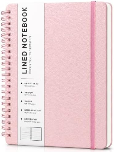 Lined Spiral Notebook for Women, A5 College Ruled Leather Spiral Journals | 160 Pages Small Journ... | Amazon (US)