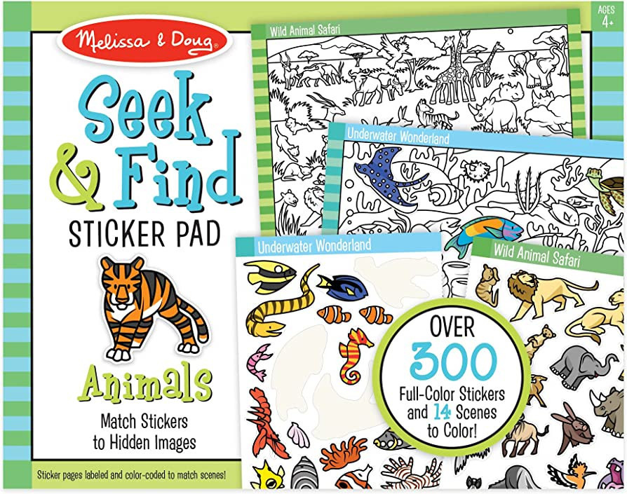 Melissa & Doug Seek and Find Sticker Pad, Animals (400+ Stickers, 14 Scenes to Color) - Search An... | Amazon (US)