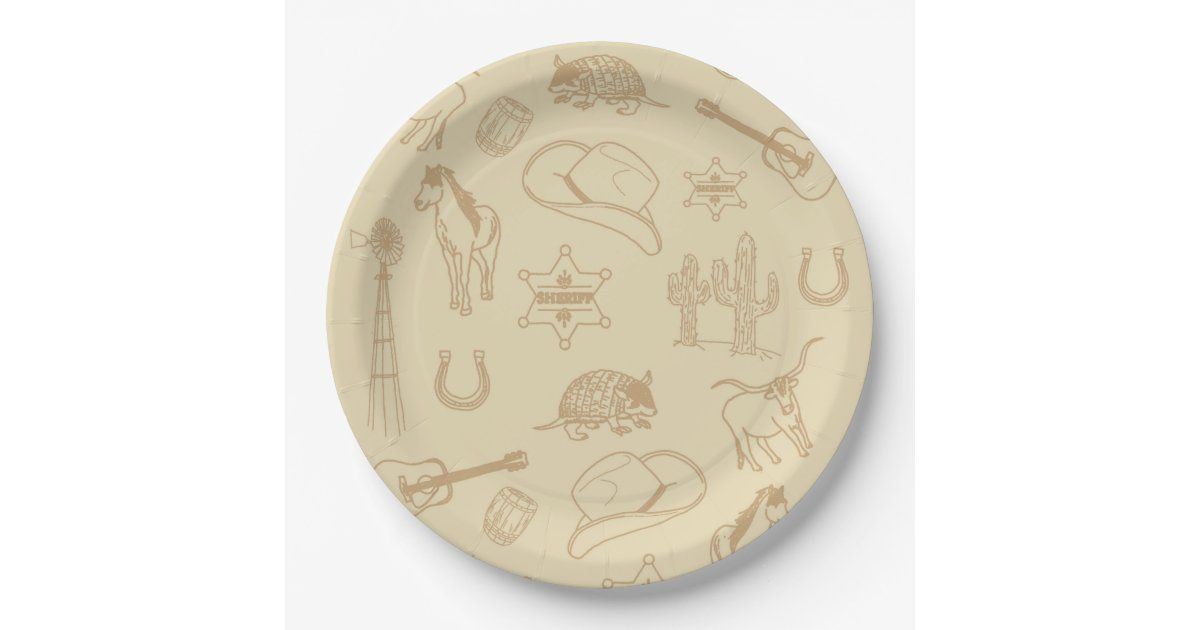 Western Rodeo Themed Party 1st Rodeo BirthdayParty Paper Plates | Zazzle | Zazzle