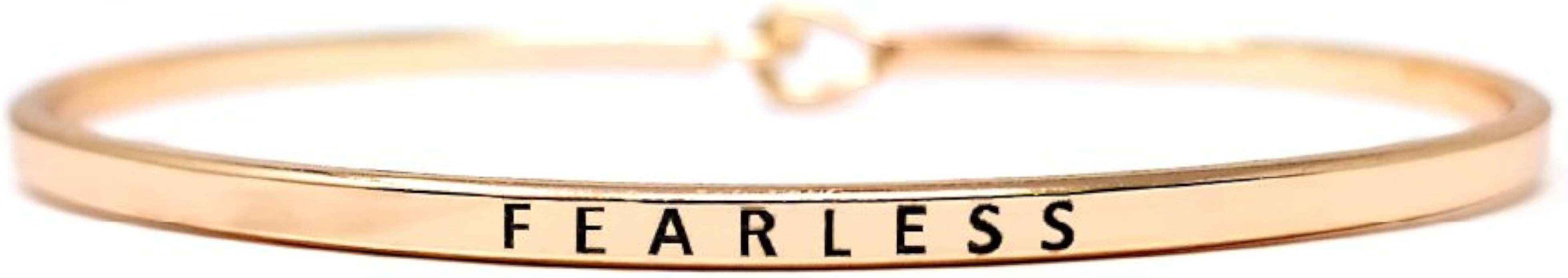 by you Inspirational Positive Message Engraved Thin Cuff Bangle Hook Bracelet | Amazon (US)