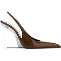 Saint Laurent Brown Leather Miller Wedges | Balardi (US & Canada)