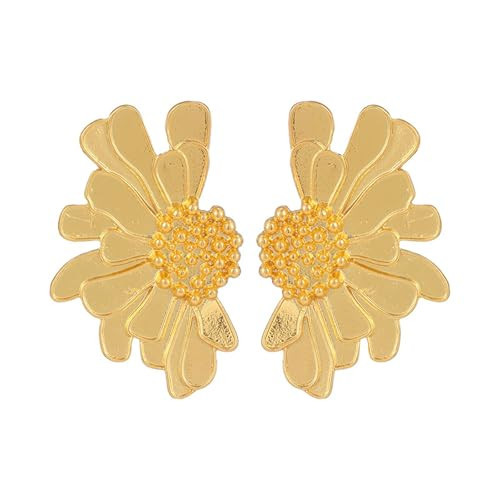 Flower Stud Earrings for Women Girls Exaggerated Oversized Boho Daisy Flower Floral Earrings Chic Flower Petal with Gold Bud, Great for Sister, Mom, Lover and Friends Statement Jewelry (Gold) | Amazon (US)
