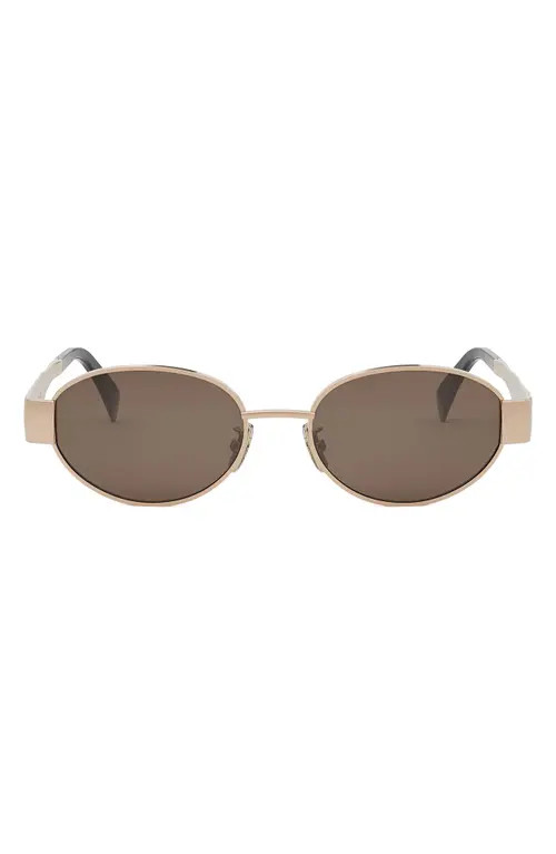 CELINE Triomphe 54mm Oval Sunglasses in Shiny Rose Gold /Brown at Nordstrom | Nordstrom