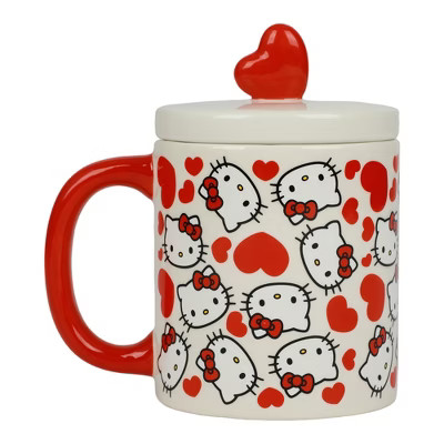 Hello Kitty Valentine’s Day 16 Oz White Ceramic Lidded Mug | Target