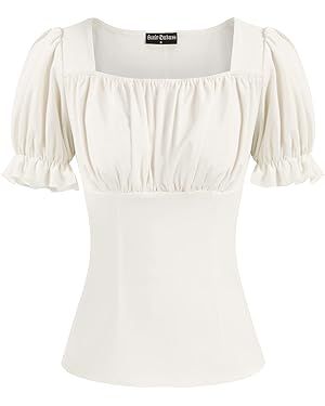 Scarlet Darkness Women's Renaissance Shirt Puff Sleeve Square Neck Vintage Blouse | Amazon (US)