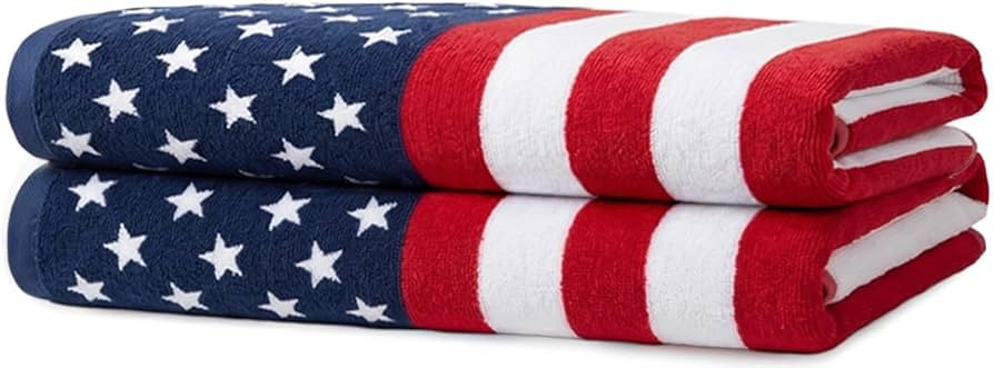 Kaufman - American Flag Beach Towels | 100% Cotton with Ends Hemmed | 30" x 60" | Colorful Soft &... | Amazon (US)