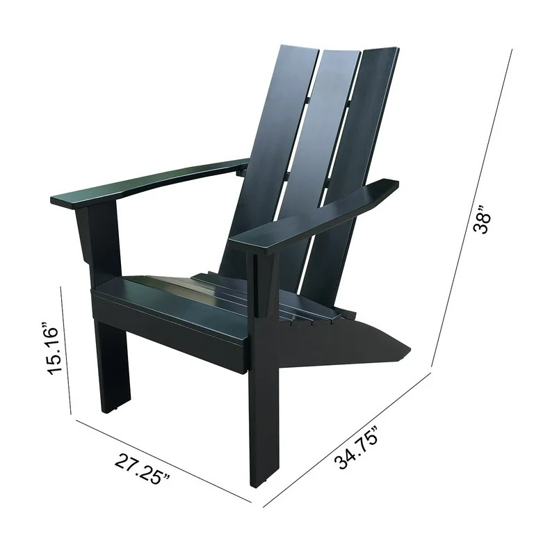 Mainstays Wood Outdoor Modern Adirondack Chair, Black Color | Walmart (US)