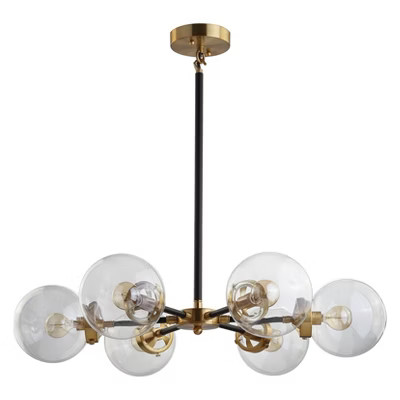 28" Caleb 6 Light Brass Cluster Pendant Black - JONATHAN Y | Target