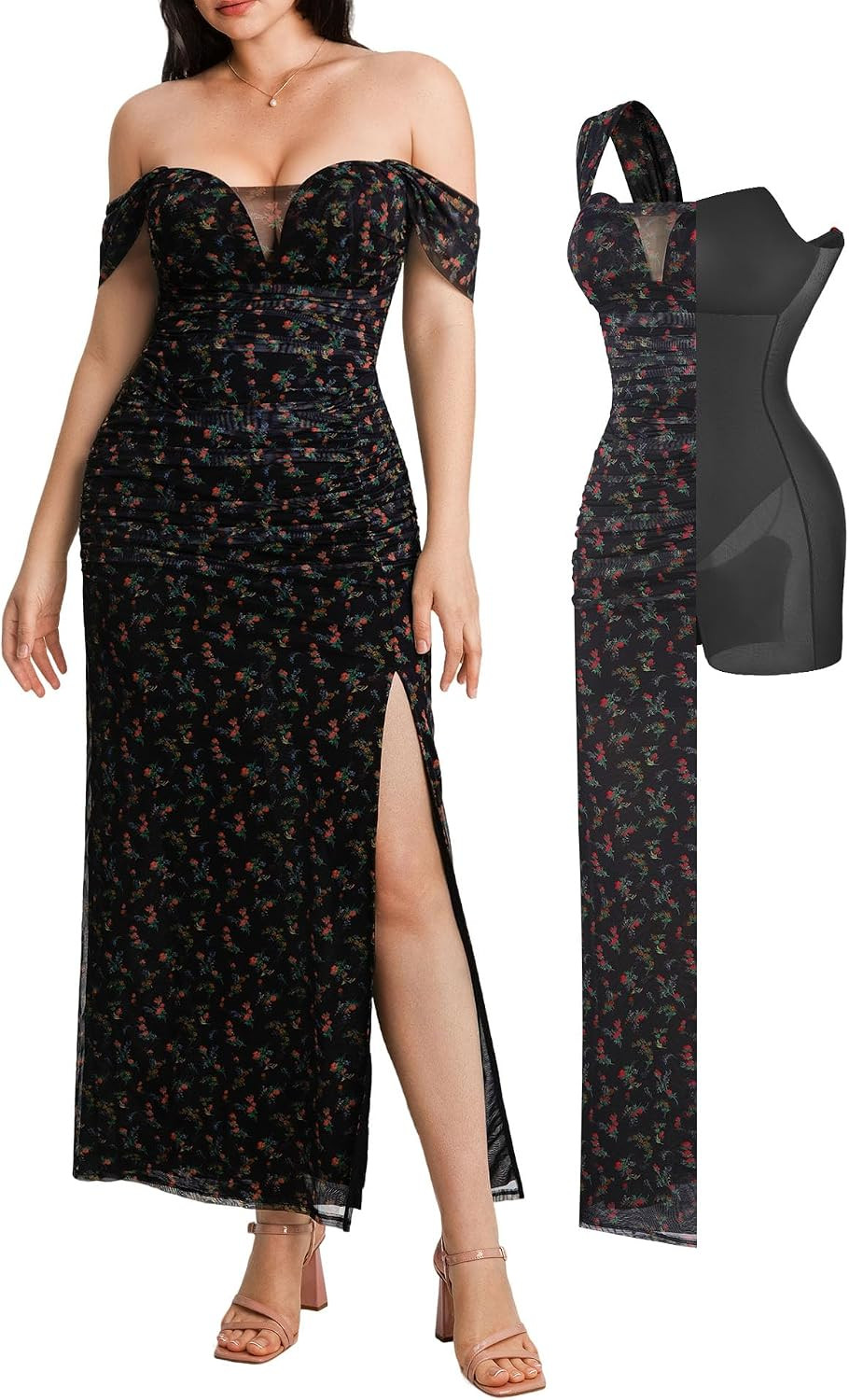 Popilush Women's Off the Shoulder Formal Wedding Guest Maxi Dress | Amazon (US)