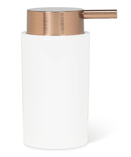 White & Copper Cylinder Soap Dispenser | Zulily