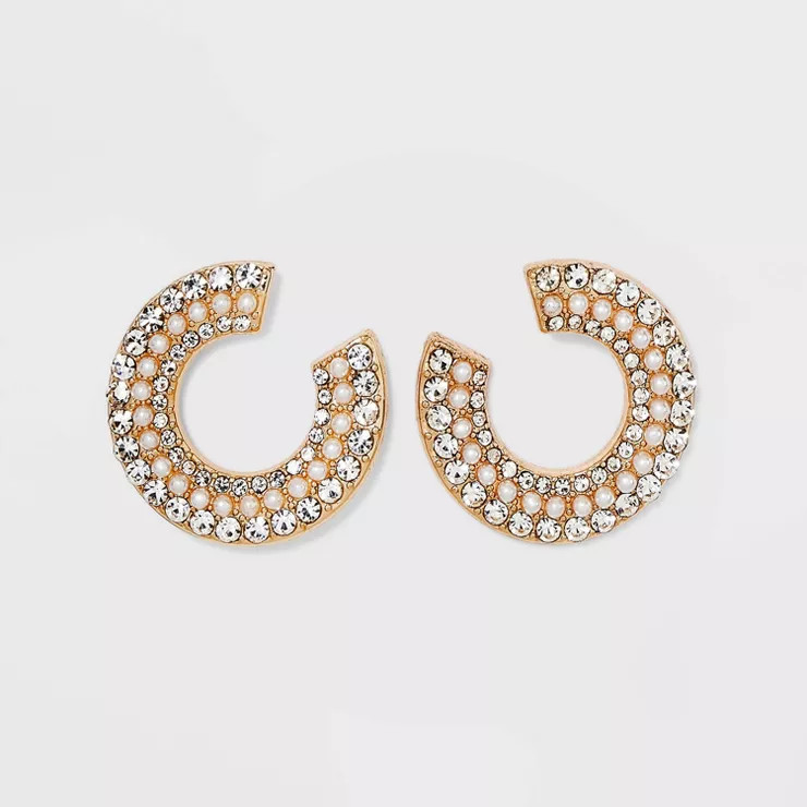 SUGARFIX by BaubleBar Pearl and Crystal Hoop Earrings - Gold | Target