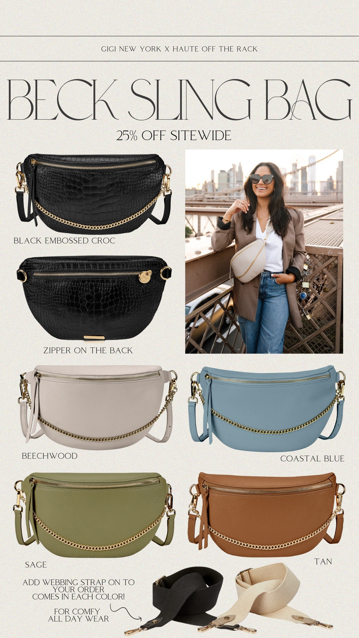 Take 25% OFF my Beck Sling Bag (no code needed) 

Comes in multiple colors along with an optional add on webbing strap for all day comfort!

#fallstyle #fallfashion #giginewyork #handbag #slingbag #nycoutfits #blackhandbag #giftsforher #giftguide #cyberweek


#LTKGiftGuide #LTKCyberWeek #LTKItBag