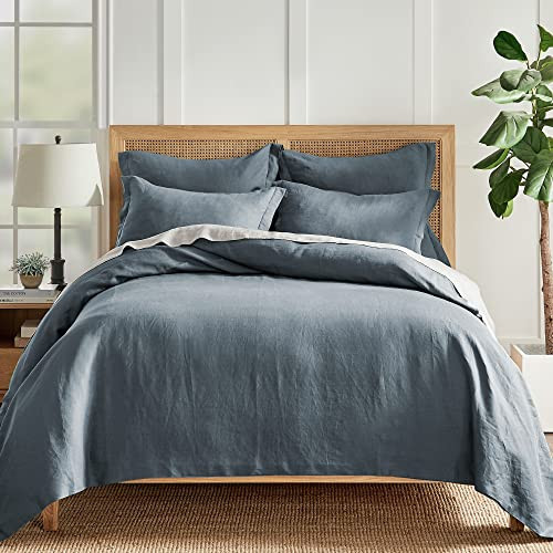 Levtex Home - 100% Linen - King Duvet Cover - Washed Linen - Denim Blue - Duvet Cover Size (106x94in.) | Amazon (US)