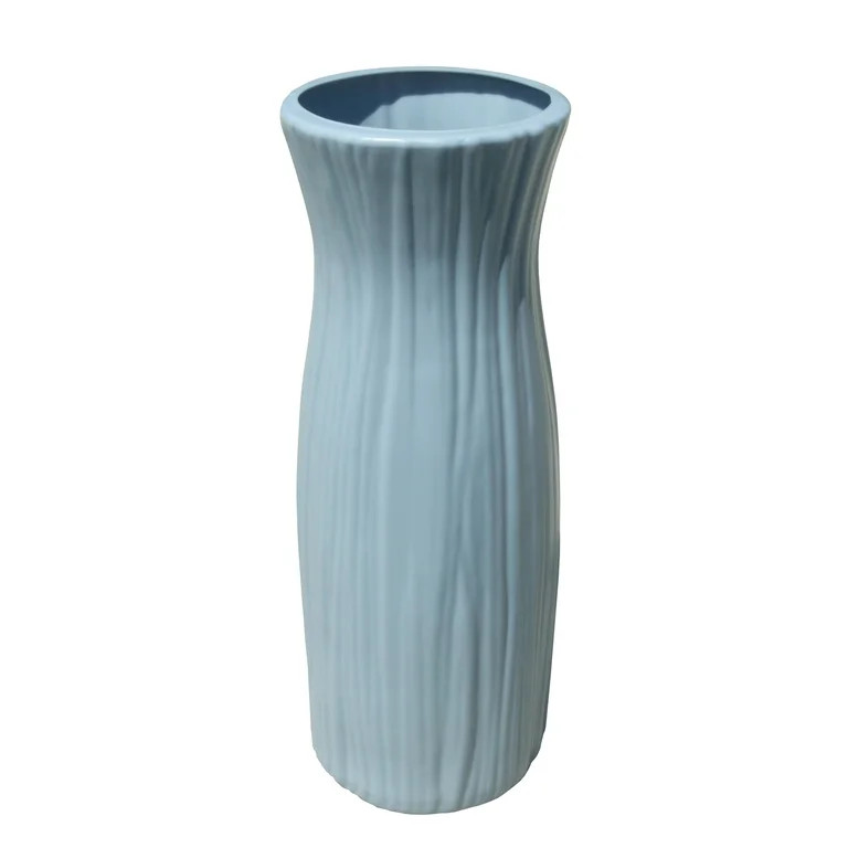 Mainstays Plastic Rib Vase, Placid Blue, Indoor | Walmart (US)