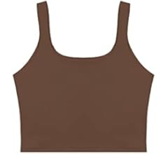 REORIA Women’s Sexy Square Neck Double Lined Seamless Sleeveless Cropped Tank Yoga Crop Tops | Amazon (US)