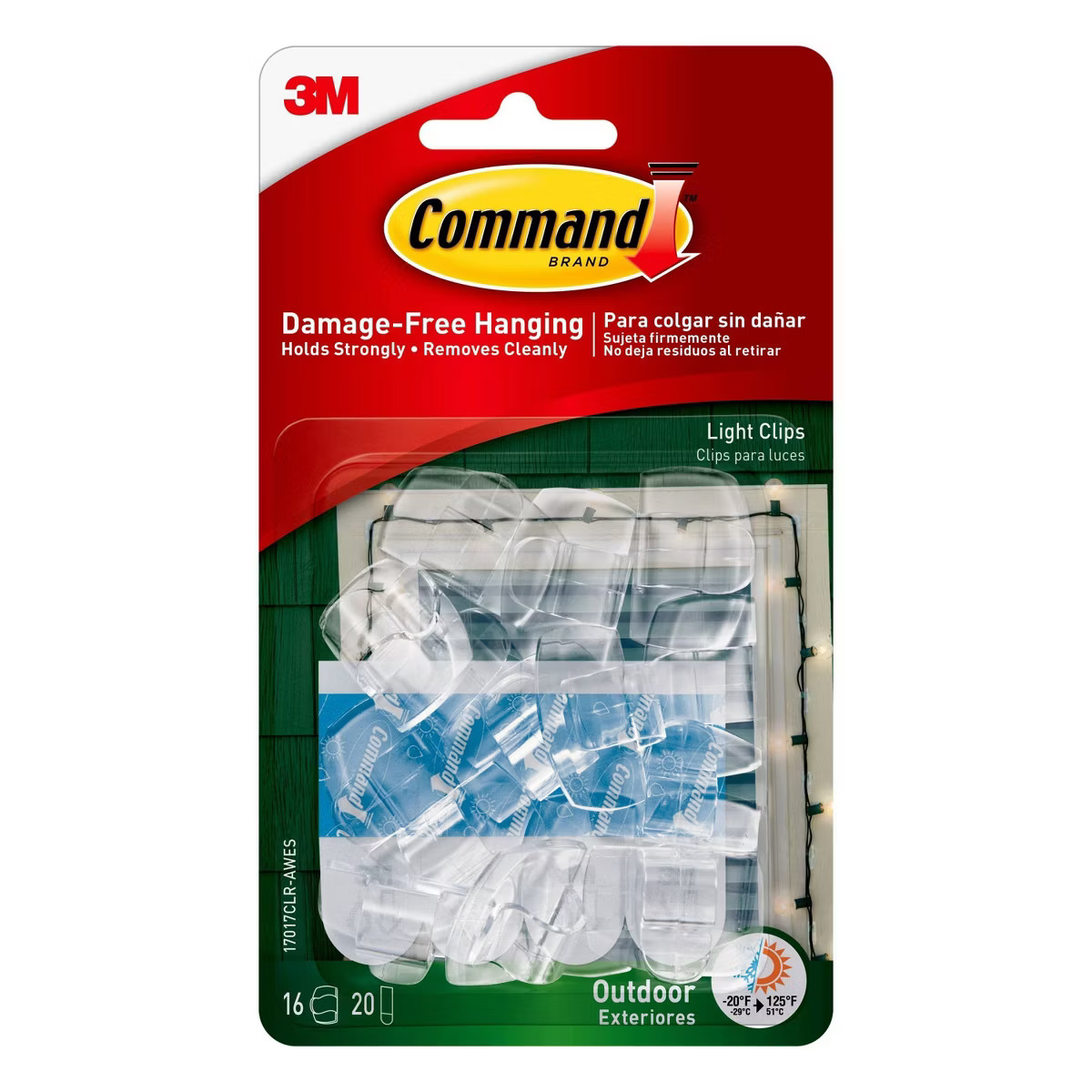 Command 16 Clips 20 Strips Outdoor Light Clips with Foam All Weather Strips Decorative Hooks Clea... | Target