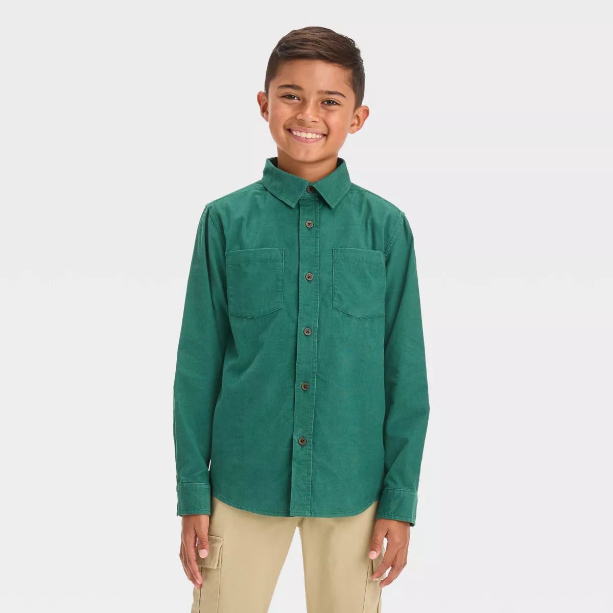 Boys' Long Sleeve Corduroy Button-Down Shirt - Cat & Jack™ | Target