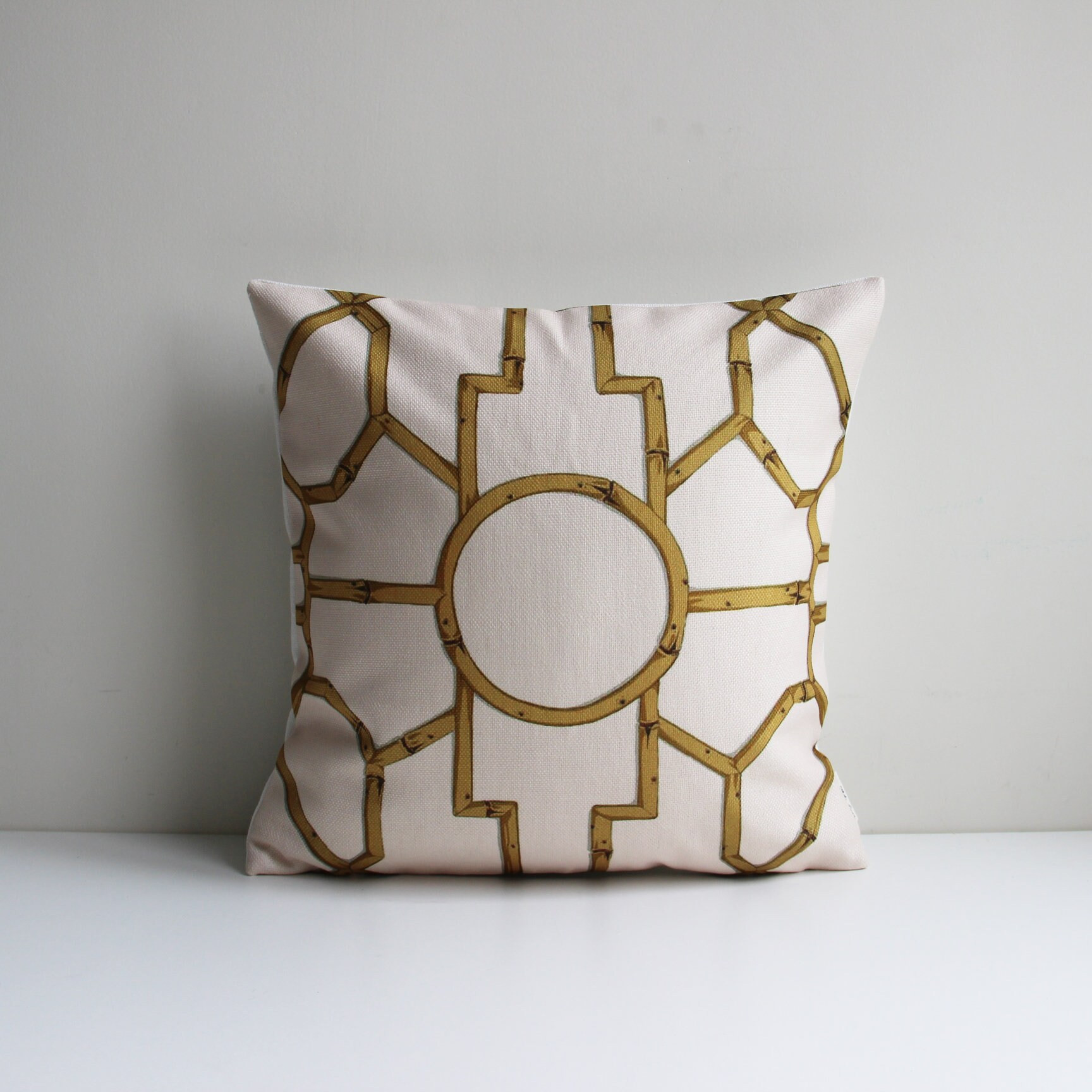 Bamboo Geometric Chinoiserie Throw Pillow Cover - Chinoise Exotique Scenic Cushion Cover, Fashion... | Etsy (US)