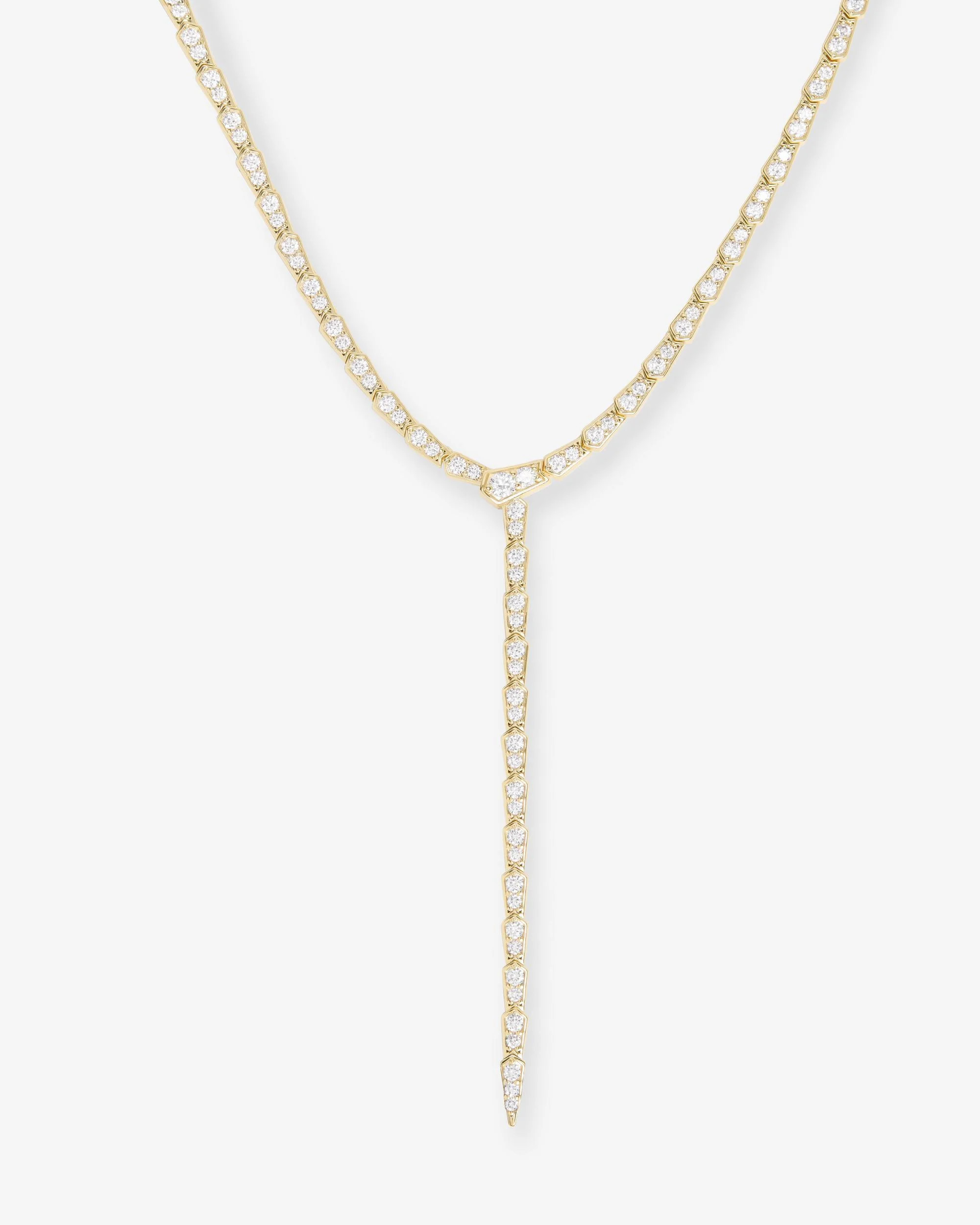 Stunning Gold Pav\u00e9 Serpent Lariat Necklace | Melinda Maria Jewelry