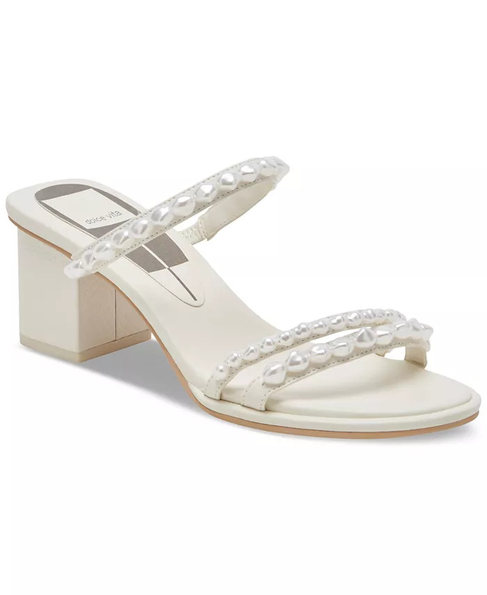 Women's Tinker Pearl Low Embellished Dress Sandals | Macy's