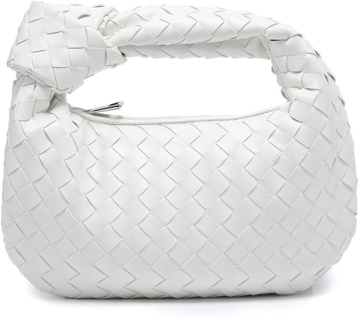 JBB Woven Handbag Bag for Women Leather Shoulder Bags Knotted Purse Soft Mini Hobo Clutch | Amazon (US)