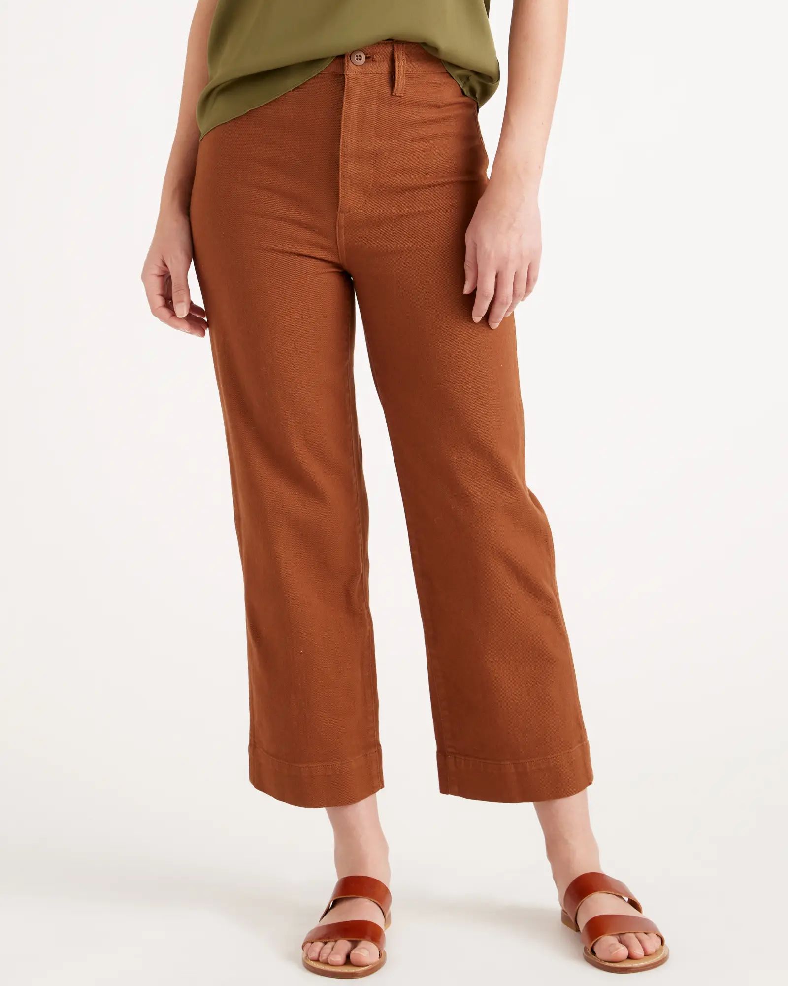 Organic Stretch Cotton Twill Wide-Leg Crop Pant | Quince