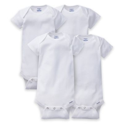 Gerber ONESIES® Brand Size 12M 4-Pack Short Sleeve Bodysuits in White | buybuy BABY