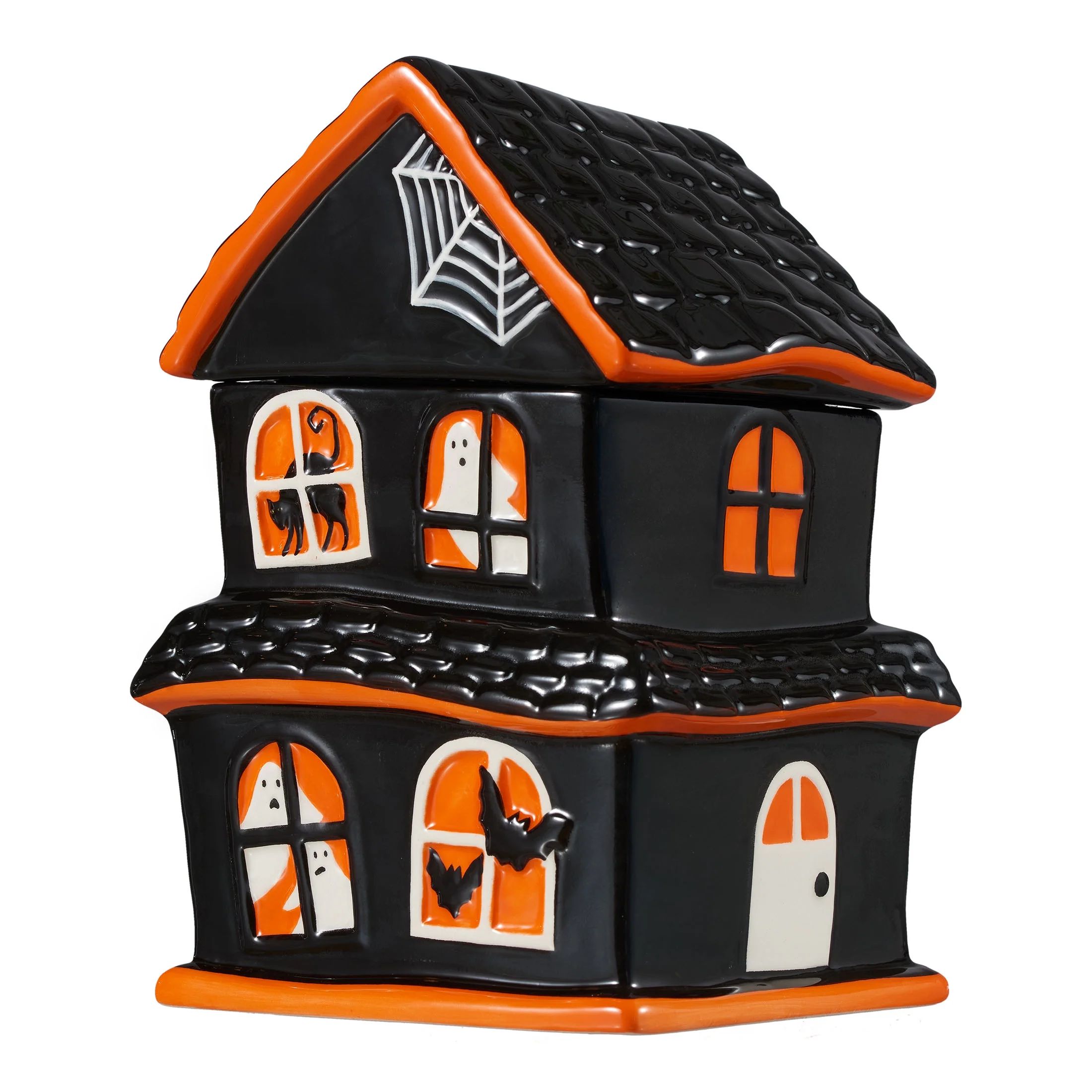 Halloween Earthenware Haunted House Treat Food Storage Jar, by Way To Celebrate - Walmart.com | Walmart (US)