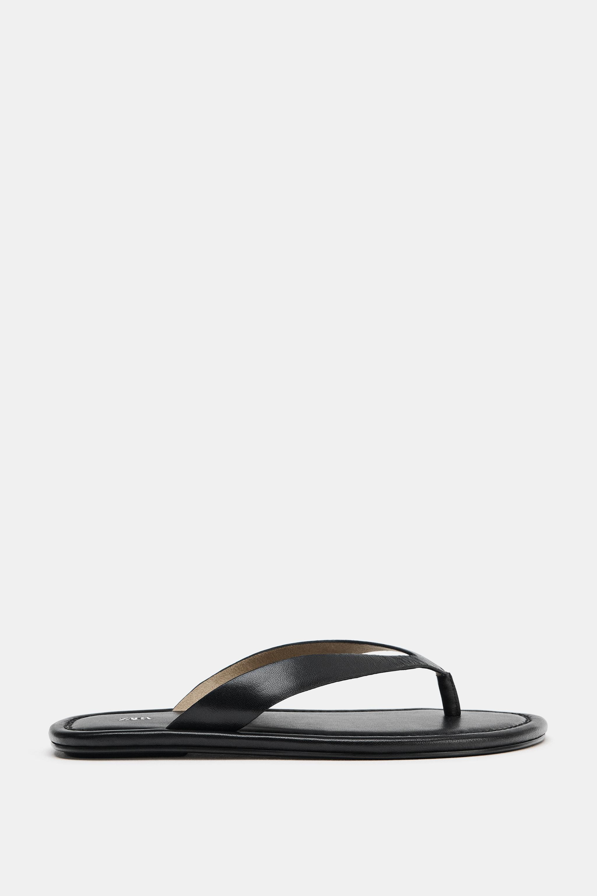 FLAT LEATHER SANDALS | Zara UK