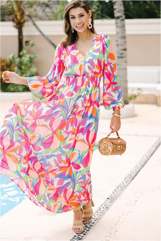 Just Imagine It Pink Abstract Maxi Dress | The Mint Julep Boutique