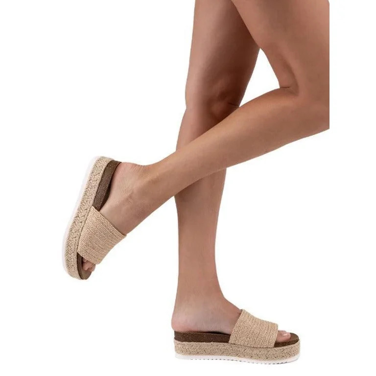 Espadrille Flatform Slide Sandals | Walmart (US)