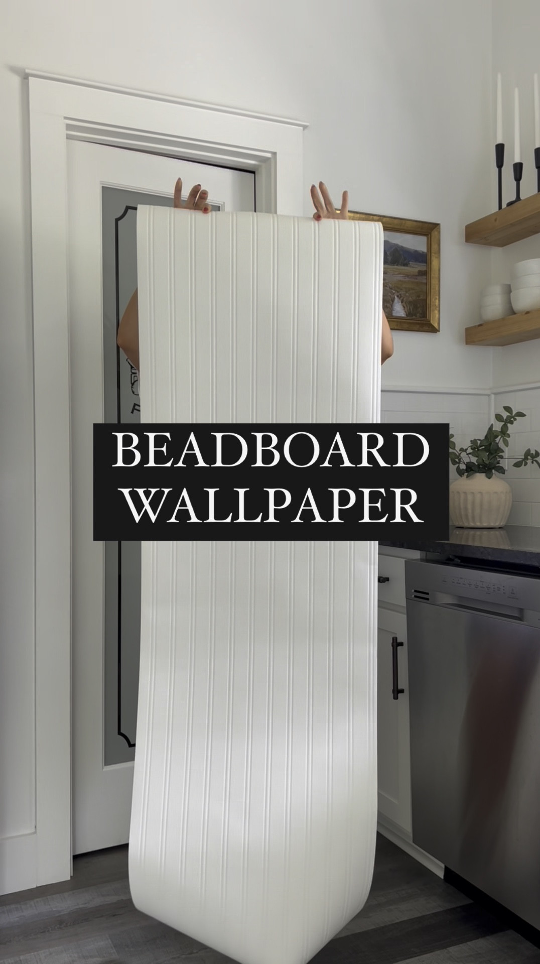 I upgraded my builder-grade pantry door for a fraction of the cost. The solution? Paintable beadboard wallpaper. Here’s how I achieved this classic look in less than a day for under $50.👇

1. Cut wallpaper to size 
2. Apply glue spray adhesive to the glass and the back of the wallpaper, taking care to cover/protect surrounding surfaces. Note: You only need this glue if applying to glass, see notes below.
3. Hang paper while the door is vertical. 
4. Caulk around the edges. 
5. Paint and change hardware. 

NEED-TO-KNOWS:
✨ Pre-pasted wallpaper doesn’t stick to glass, so I found an adhesive that works for both paper and glass. It’s workable for up to 10 minutes which made hanging the paper super easy. 
✨Hang the paper while the door is still vertical BEFORE you take it down to caulk and paint. It’s much harder to apply to a flat surface. 
✨Don’t leave the door to dry in a non-temperature controlled environment like a garage. It will bubble up. 
✨This wallpaper is paintable and scrubbable! 

#LTKFindsUnder50 #LTKHome