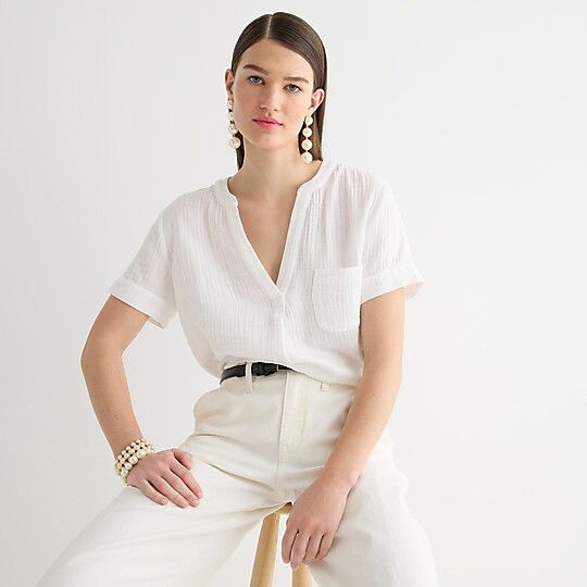 V-neck soft gauze popover | J. Crew US