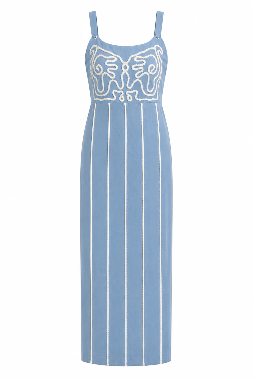 Blare Light Blue Embroidery Midi Dress | Anna Cate Collection