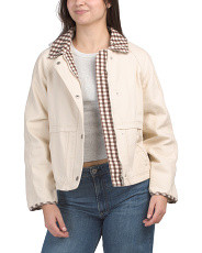 Jacket With Contrast Gingham Collar | Midweight Jackets | Marshalls | Marshalls