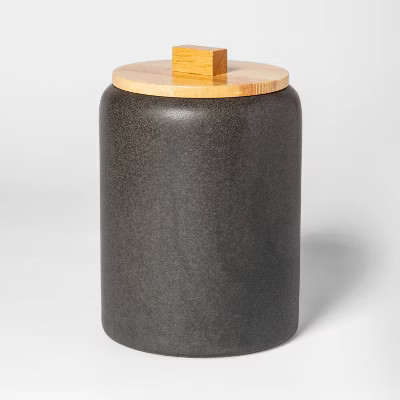 125oz Stoneware Tilley Food Storage Canister with Wood Lid Black - Project 62™ | Target