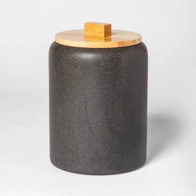 125oz Stoneware Tilley Food Storage Canister with Wood Lid Black - Project 62&#8482; | Target